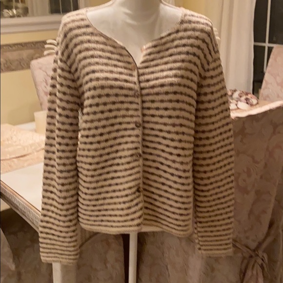 Boxy cardigan sweater cream and beige medium - Picture 2 of 10